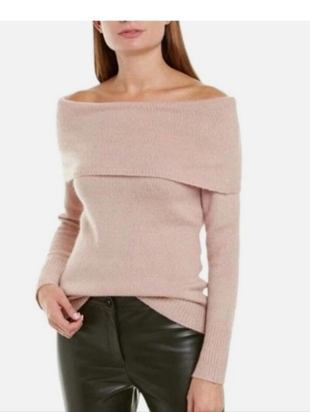 Theory Sabine Off-the-Shoulder Sweater in Mauve Pink Size Small